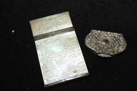 Silver snuff box and MOP card case